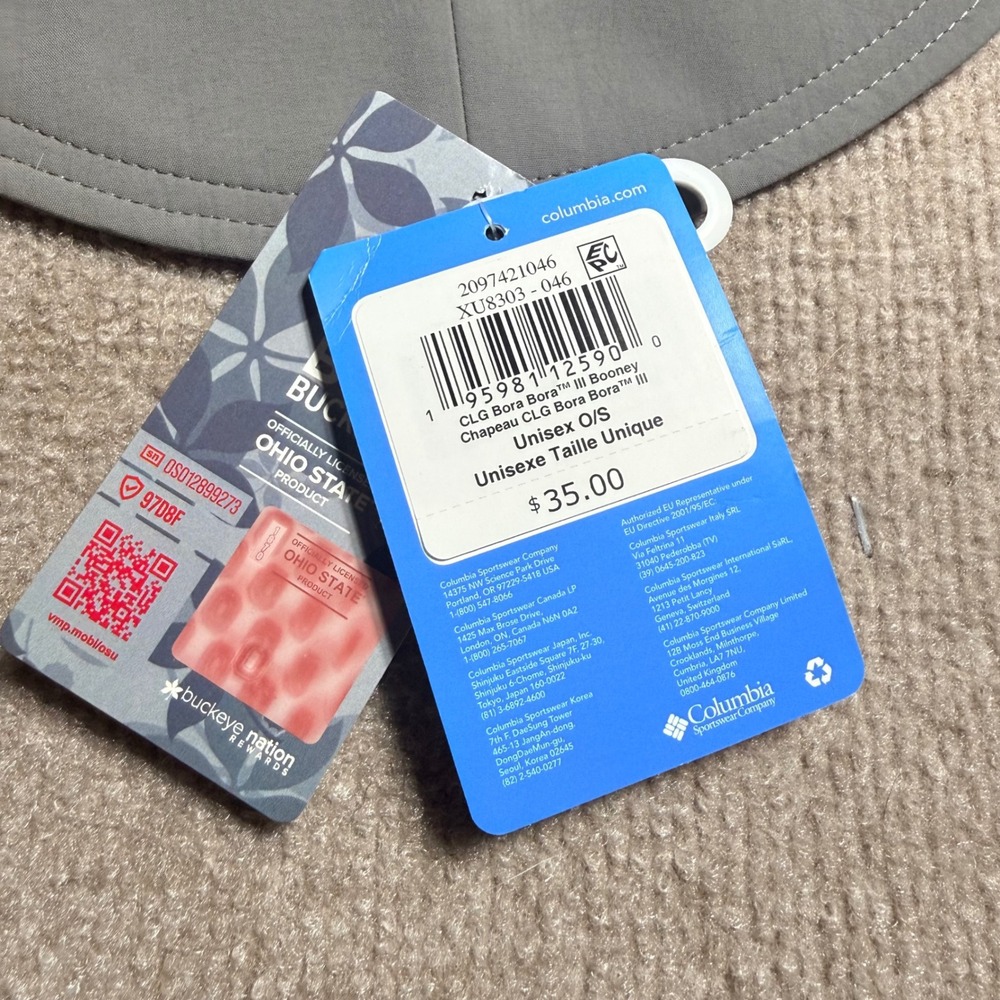 Ohio State Buckeyes Columbia Omni Shade Bora Bora Booney III O/S Bucket Hat Grey - Picture 5 of 5